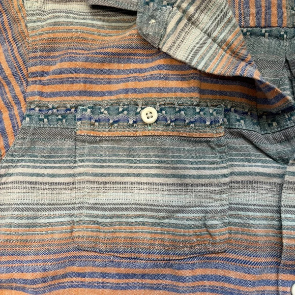 Columbia | Regular Fit Blue Orange Retro ButtonUp Short Sleeve Hemp Shirt Size M - Picture 3 of 7